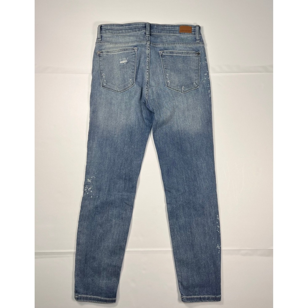 Judy Blue Relaxed Fit Jeans Women 11/30 Blue Distressed‎ Paint Splatter Stretch - Picture 2 of 12
